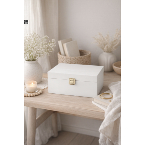 Herbaciarka drewniana 21x16x8,5 cm biała – pudełko na herbatę