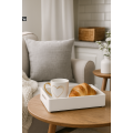 Drewniana taca dekoracyjna 30x20x7 cm biała – elegancka taca do dekoracji i serwowania