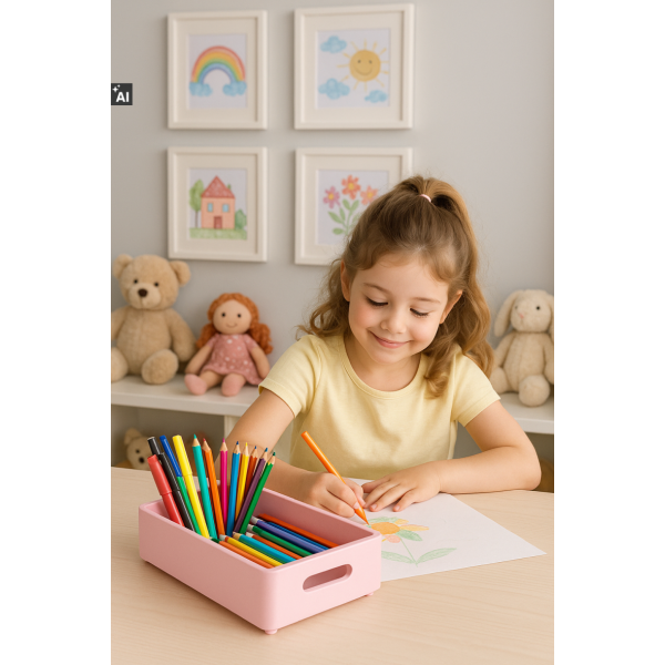 Drewniana taca dekoracyjna 30x20x7 cm różowa – elegancka taca do dekoracji i serwowania