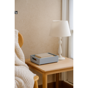 Drewniana taca dekoracyjna 30x20x7 cm szara – elegancka taca do dekoracji i serwowania