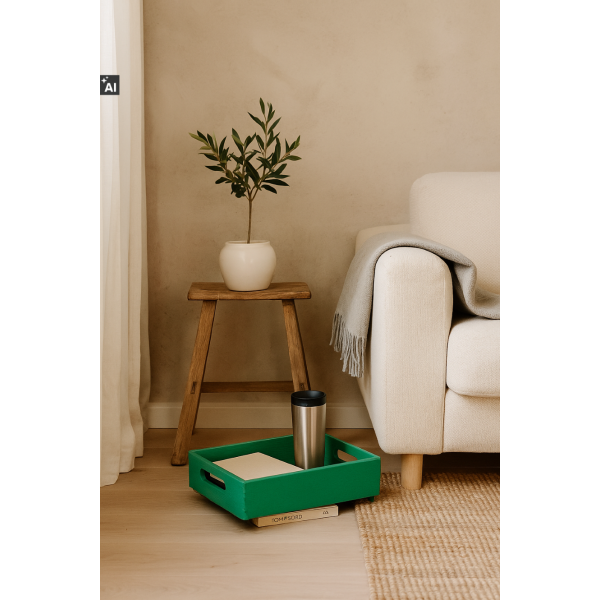Drewniana taca dekoracyjna 30x20x7 cm zielona – elegancka taca do dekoracji i serwowania