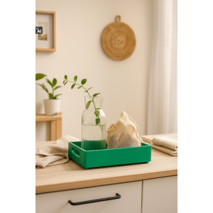 Drewniana taca dekoracyjna 30x20x7 cm zielona – elegancka taca do dekoracji i serwowania