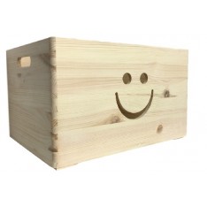 Pojedyncza skrzynka drewniana otwarta 40x30x23 cm z uśmiechem