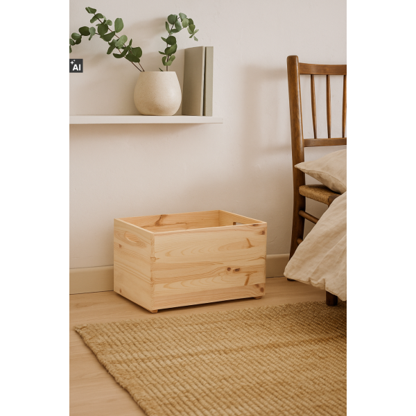 Skrzynka drewniana otwarta 40x30x23 cm naturalna – dekoracyjna skrzynka do przechowywania