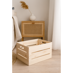Skrzynka drewniana otwarta 40x30x23 cm naturalna – dekoracyjna skrzynka do przechowywania