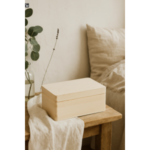 Drewniana skrzynka dekoracyjna 30x20x13,5 cm bez uchwytów – naturalna skrzynka do dekoracji