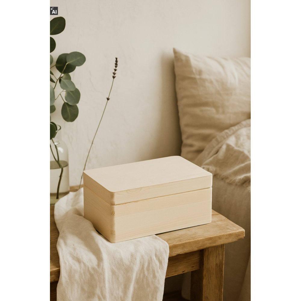 Drewniana skrzynka dekoracyjna 30x20x13,5 cm bez uchwytów – naturalna skrzynka do dekoracji