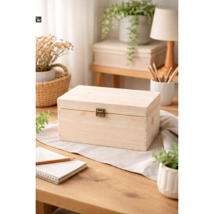 Skrzynka drewniana z deklem 30x20x13,5 cm – bez uchwytów, z zapinką