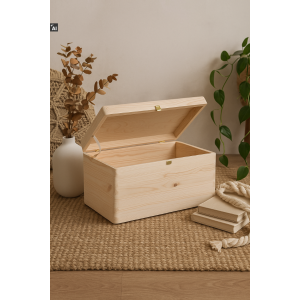 Drewniana skrzynka dekoracyjna 40x30x23,5 cm z zapinką bez uchwytów – do przechowywania