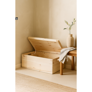 Skrzynka drewniana z deklem 60x40x23 cm z uchwytami– duża skrzynia do przechowywania