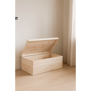 Skrzynka drewniana z deklem 60x40x23 cm bez uchwytów – duża skrzynia do przechowywania