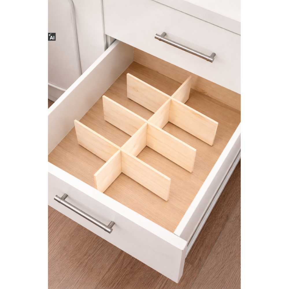 Separator drewniany 57x37x15 cm – organizer do skrzynki i przechowywania