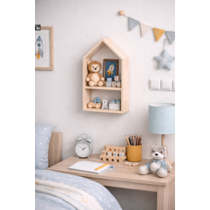 Drewniana półka w kształcie domku 22x12x41 cm – dekoracyjna półka ścienna