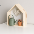 Drewniana półka w kształcie domku 27x12x33 cm – dekoracyjna półka ścienna