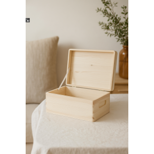 Skrzynka drewniana z deklem 21x12x9,5 cm naturalna – pudełko do przechowywania