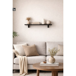 Półka drewniana ścienna 75 cm czarna – minimalistyczna półka na ścianę