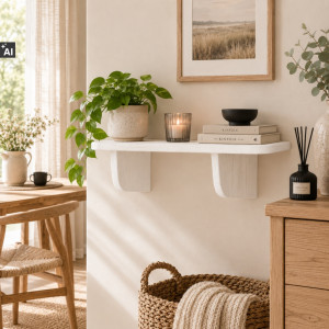 Półka drewniana ścienna 45 cm biała – minimalistyczna półka na ścianę