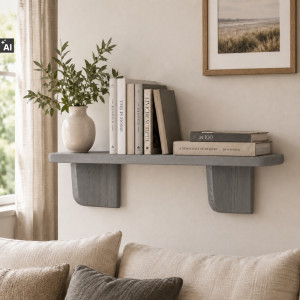 Półka drewniana ścienna 45 cm szara – minimalistyczna półka na ścianę