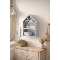Drewniana półka w kształcie domku 32x12x44 cm szara– dekoracyjna półka ścienna