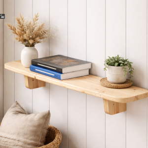 Półka drewniana ścienna 90 cm naturalna – minimalistyczna półka na ścianę