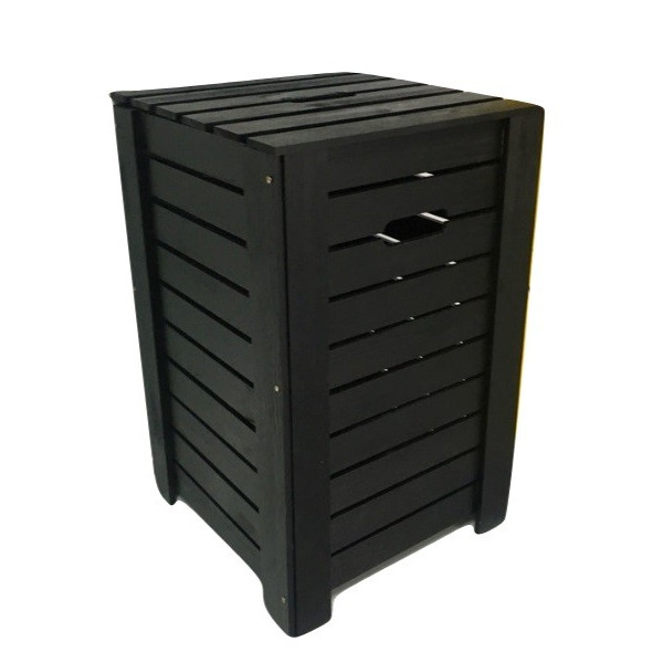 Kosz na bieliznę drewniany 35x35x55 cm Czarny