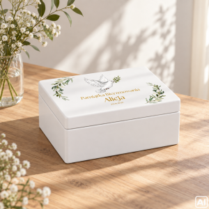 Personalizowane pudełko prezentowe na Bierzmowanie 30x20x13,5 cm białe