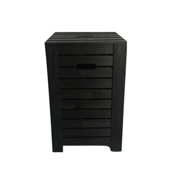 Kosz na bieliznę drewniany 35x35x55 cm Czarny