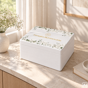 Personalizowane pudełko prezentowe na Bierzmowanie 40x30x23 cm białe