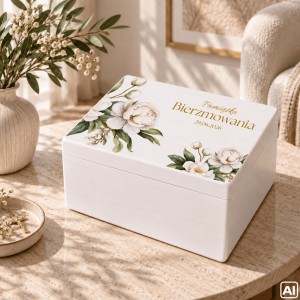 Personalizowane pudełko prezentowe na Bierzmowanie 40x30x23 cm białe