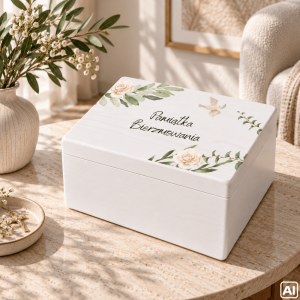 Personalizowane pudełko prezentowe na Bierzmowanie 40x30x23 cm białe