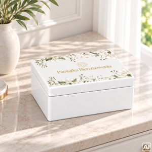 Personalizowane pudełko prezentowe na Bierzmowanie 30x20x13,5 cm białe