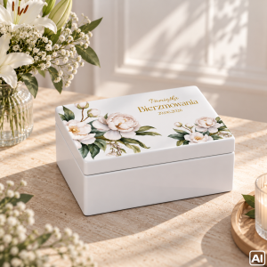 Personalizowane pudełko prezentowe na Bierzmowanie 30x20x13,5 cm białe