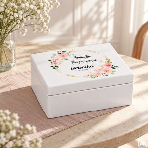 Personalizowane pudełko prezentowe na Bierzmowanie 30x20x13,5 cm białe