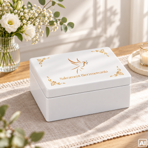 Personalizowane pudełko prezentowe na Bierzmowanie 30x20x13,5 cm białe