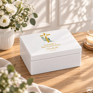 Personalizowane pudełko prezentowe na Bierzmowanie 30x20x13,5 cm białe