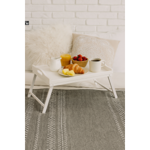 Taca z nogami drewniana 51x32x24 cm biała – stolik śniadaniowy
