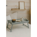 Taca z nogami drewniana 51x32x24 cm szara – stolik śniadaniowy