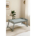 Taca z nogami drewniana 51x32x24 cm szara – stolik śniadaniowy
