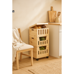 Trio z wybraniami drewniane 39x30x74 cm – stojak z trzema skrzynkami