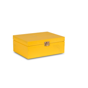 Herbaciarka drewniana 21x16x8,5 cm Żółta