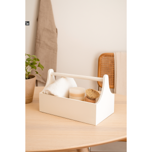 Drewniane nosidełko na narzędzia 34x18x20,5 cm – biały narzędziownik