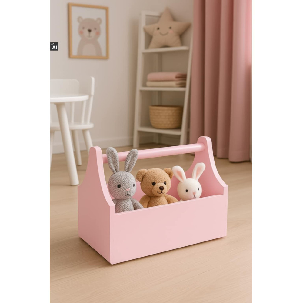 Drewniane nosidełko na narzędzia 34x18x20,5 cm – różowy narzędziownik