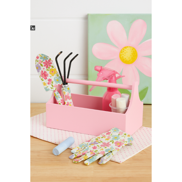 Drewniane nosidełko na narzędzia 34x18x20,5 cm – różowy narzędziownik