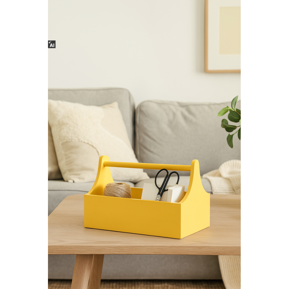 Drewniane nosidełko na narzędzia 34x18x20,5 cm –żółty narzędziownik