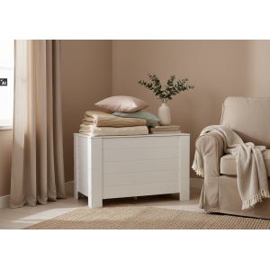 Kufer drewniany 77x40x50 cm biały – skrzynia do przechowywania