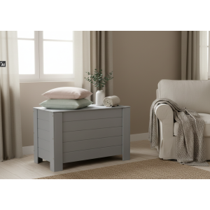 Kufer drewniany 77x40x50 cm szary– skrzynia do przechowywania