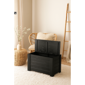 Kufer drewniany 77x40x50 cm czarny – skrzynia do przechowywania