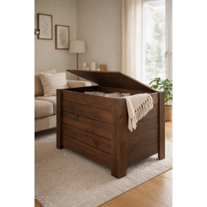 Kufer drewniany 77x40x50 cm brązowy– skrzynia do przechowywania