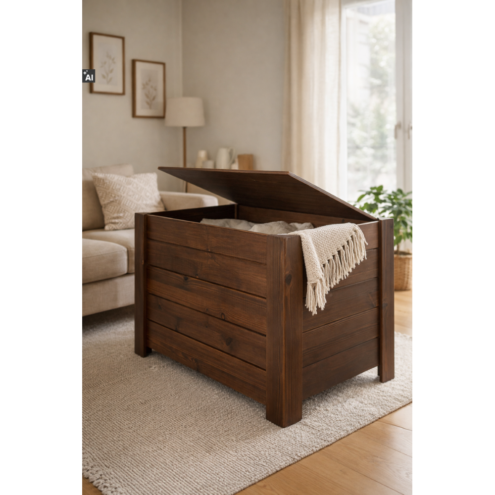 Kufer drewniany 77x40x50 cm brązowy– skrzynia do przechowywania