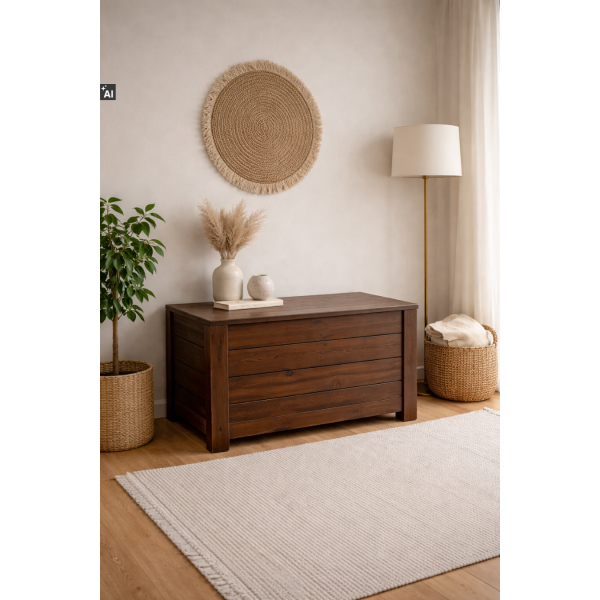 Kufer drewniany 77x40x50 cm brązowy– skrzynia do przechowywania